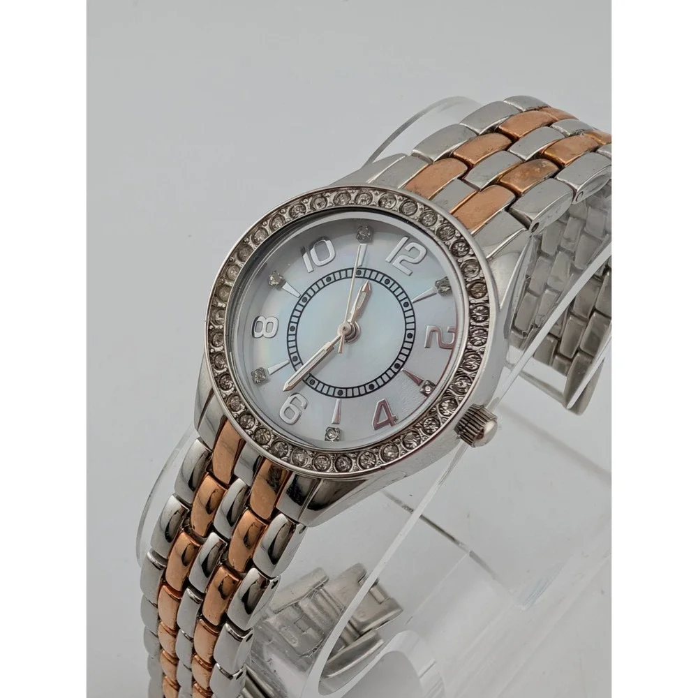 Women's Watch 28mm Case Rhinestones Rose Gold/Silver 7.5